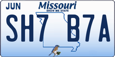 MO license plate SH7B7A