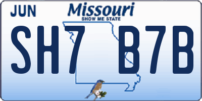 MO license plate SH7B7B