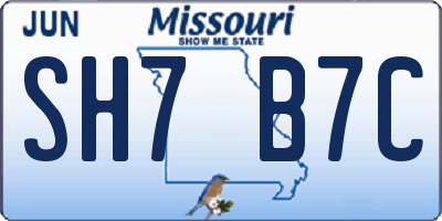 MO license plate SH7B7C