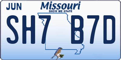 MO license plate SH7B7D