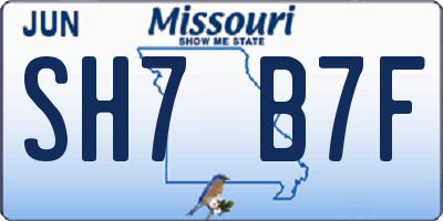 MO license plate SH7B7F