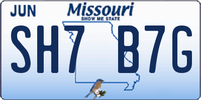 MO license plate SH7B7G
