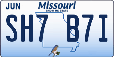 MO license plate SH7B7I