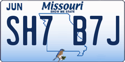 MO license plate SH7B7J