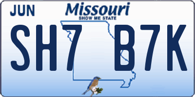 MO license plate SH7B7K