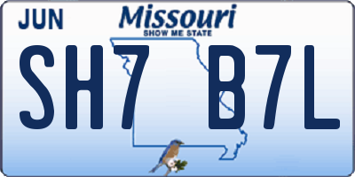 MO license plate SH7B7L