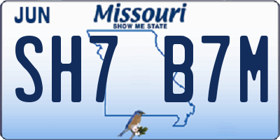 MO license plate SH7B7M