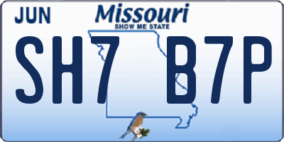 MO license plate SH7B7P