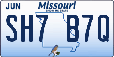 MO license plate SH7B7Q