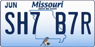MO license plate SH7B7R