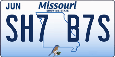 MO license plate SH7B7S