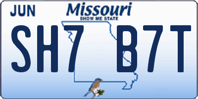 MO license plate SH7B7T