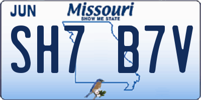MO license plate SH7B7V