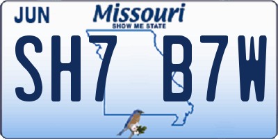 MO license plate SH7B7W