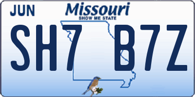 MO license plate SH7B7Z