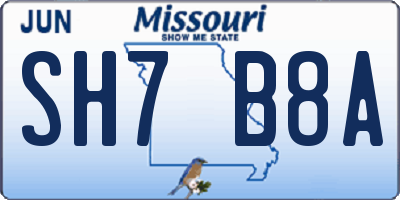 MO license plate SH7B8A