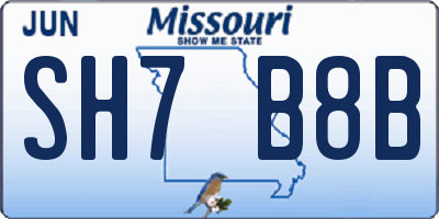 MO license plate SH7B8B