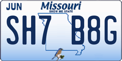 MO license plate SH7B8G