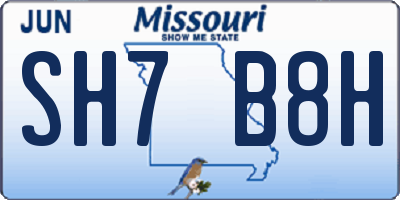 MO license plate SH7B8H