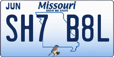 MO license plate SH7B8L
