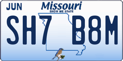 MO license plate SH7B8M