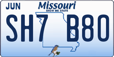 MO license plate SH7B8O