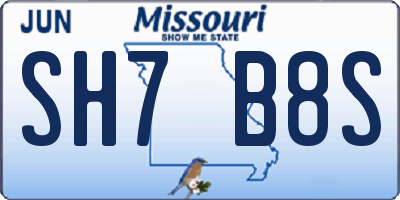 MO license plate SH7B8S