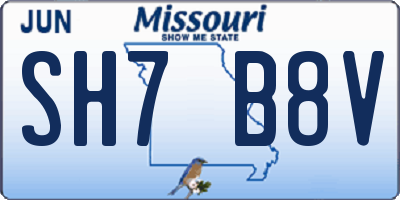 MO license plate SH7B8V