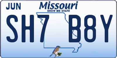 MO license plate SH7B8Y