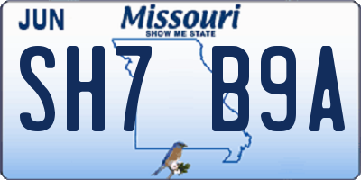 MO license plate SH7B9A