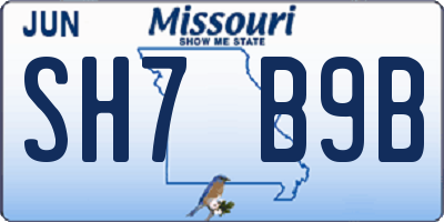 MO license plate SH7B9B