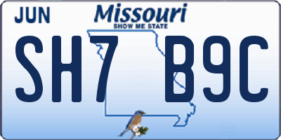 MO license plate SH7B9C
