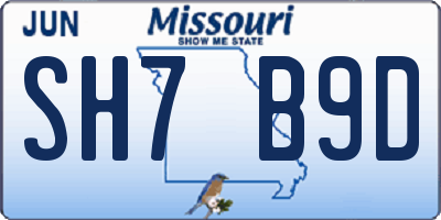 MO license plate SH7B9D