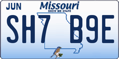 MO license plate SH7B9E