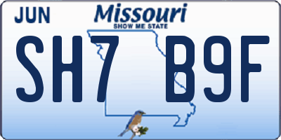 MO license plate SH7B9F