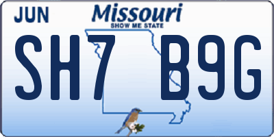 MO license plate SH7B9G