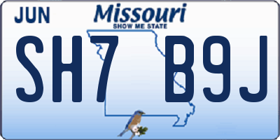 MO license plate SH7B9J