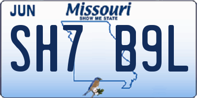 MO license plate SH7B9L