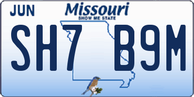 MO license plate SH7B9M