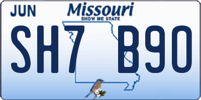 MO license plate SH7B9O