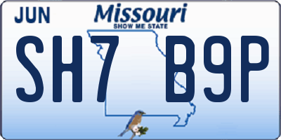 MO license plate SH7B9P