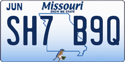 MO license plate SH7B9Q