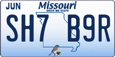 MO license plate SH7B9R
