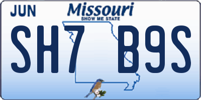 MO license plate SH7B9S