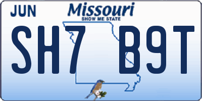 MO license plate SH7B9T