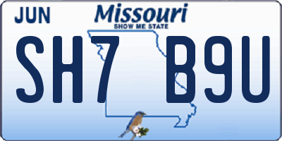 MO license plate SH7B9U