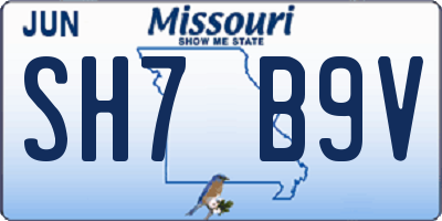 MO license plate SH7B9V