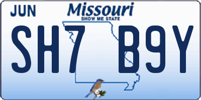 MO license plate SH7B9Y