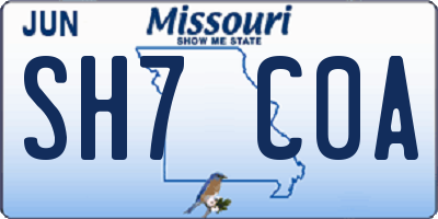 MO license plate SH7C0A