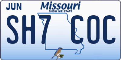 MO license plate SH7C0C